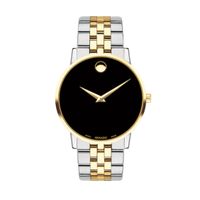 Men's Movado MuseumÂ® Classic Two-Tone PVD Watch with Black Dial (Model: 0607200)