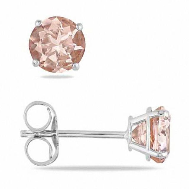 5.0mm Morganite Stud Earrings in 14K White Gold