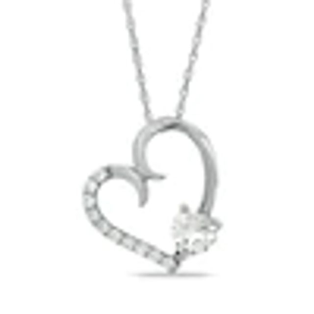 Zales 1 Ct. T.W. Diamond Double Edge Heart Pendant