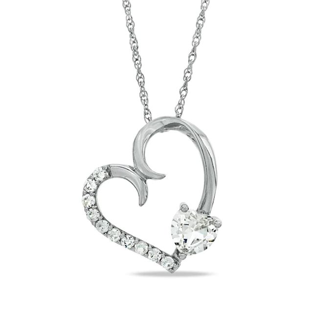 6.0mm Heart-Shaped Lab-Created White Sapphire Heart Pendant in Sterling Silver