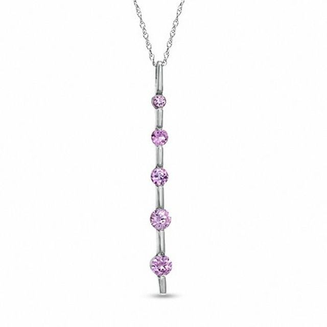 Journey Lab-Created Pink Sapphire Pendant in 10K White Gold