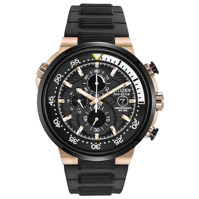 Men's Citizen Eco-DriveÂ® Endeavor Chronograph Watch with Black Dial (Model: Ca0448-08E)