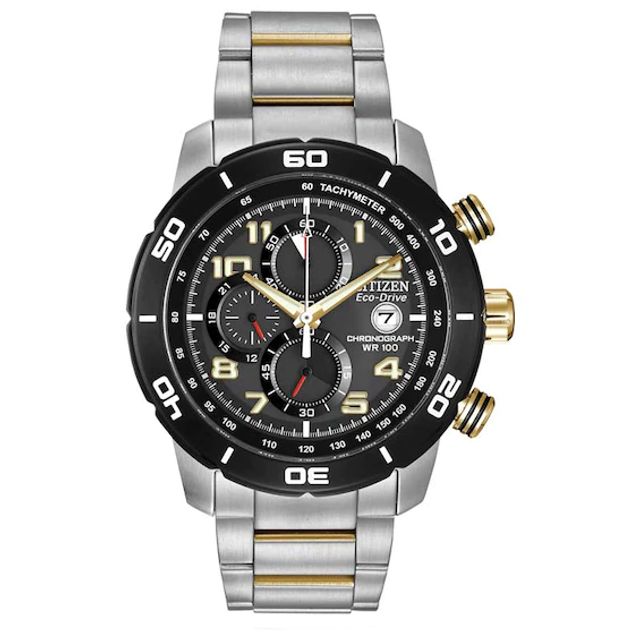 Men's Citizen Eco-DriveÂ® Primo Chronograph Watch with Black Dial (Model: Ca0469-59E)