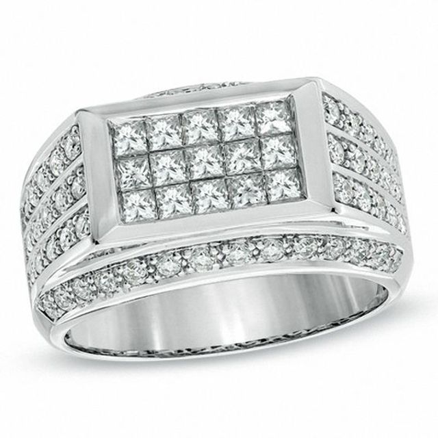 Men's 1 CT. T.w. Square-Cut Diamond Ring in 10K White Gold