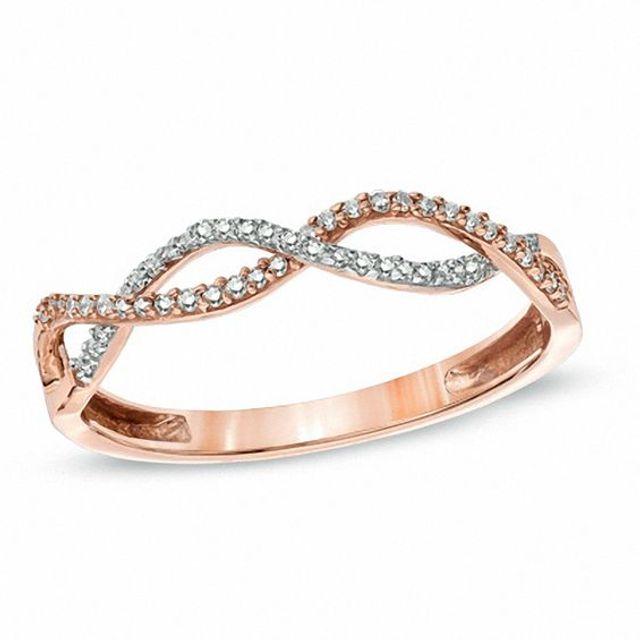 1/6 CT. T.w. Diamond Loose Twist Ring in 10K Rose Gold