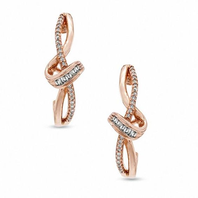 1/6 CT. T.w. Diamond Looping Ribbon Drop Earrings in 10K Rose Gold