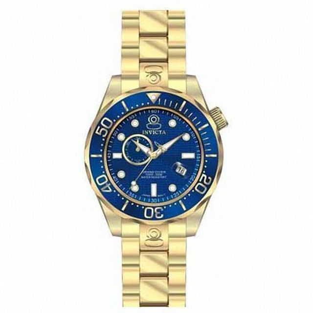 Men's Invicta Pro Diver Gold-Tone Watch with Blue Dial (Model: 13698)