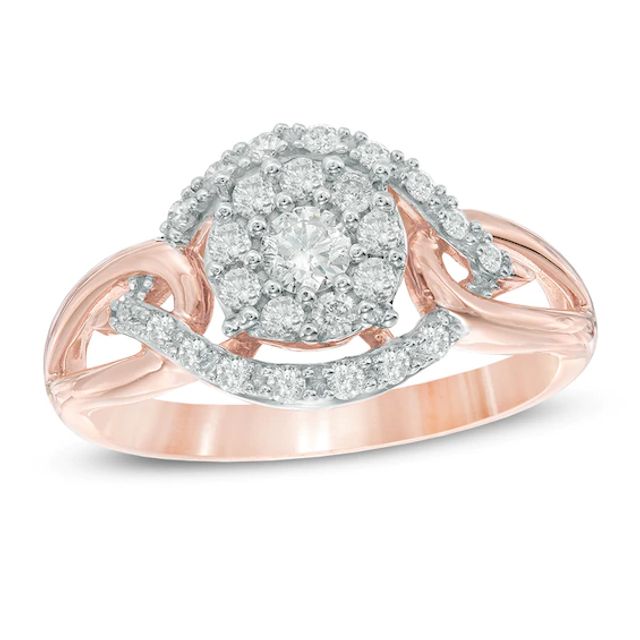 1/2 CT. T.w. Diamond Open Cluster Ring in 10K Rose Gold