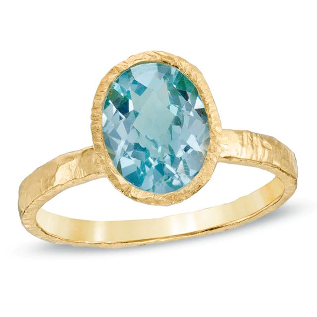 Piaraâ¢ Oval Blue Topaz Ring in Sterling Silver with 18K Gold Plate