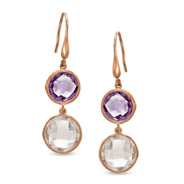 Piaraâ¢ Amethyst and Citrine Drop Earrings in Sterling Silver with 18K Gold Plate