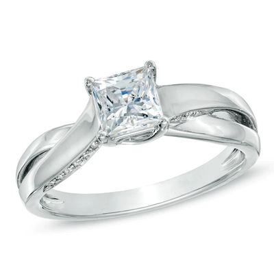 7/8 CT. T.w. Certified Princess-Cut Diamond Engagement Ring in 14K White Gold (J/I1)