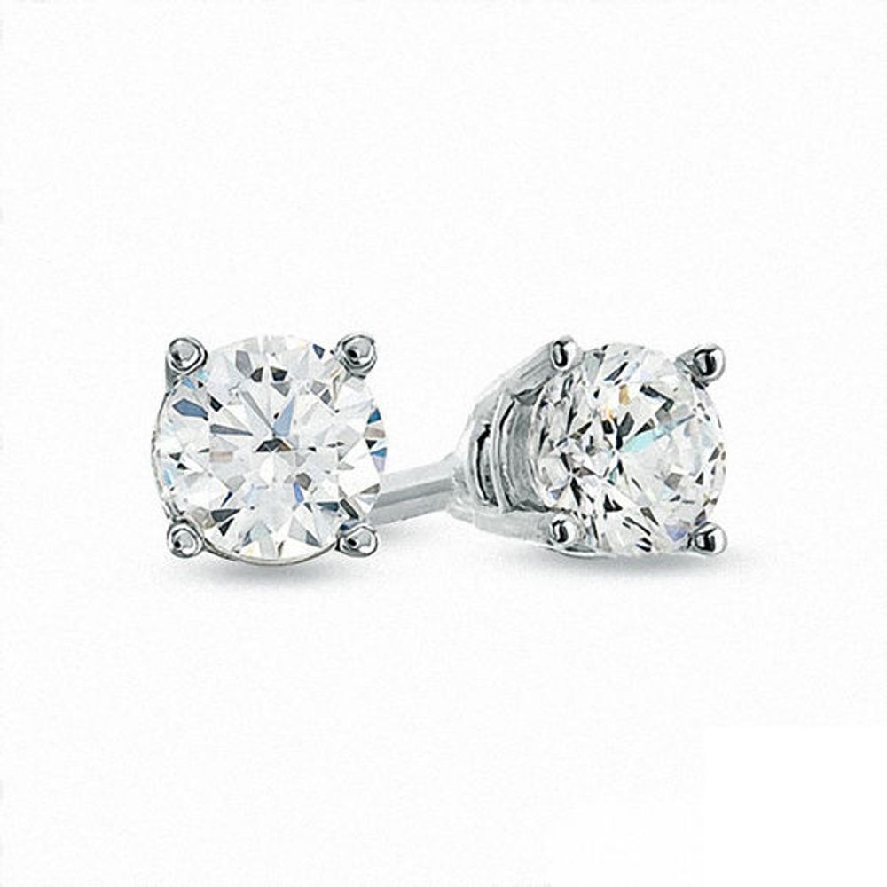 Celebration Ideal 1/2 CT. T.w. Certified Diamond Solitaire Stud Earrings in 14K White Gold (K/I1)