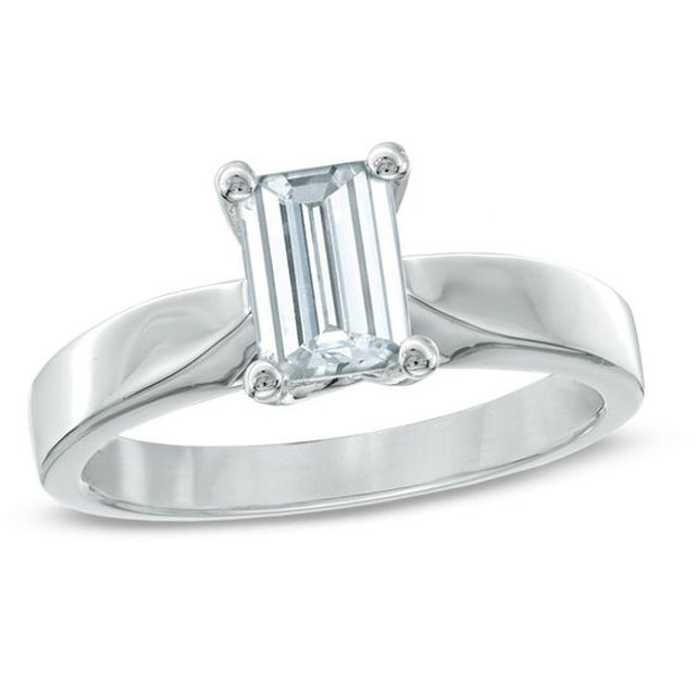 Celebration Ideal 1 CT. Emerald-Cut Certified Diamond Solitaire Engagement Ring in 14K White Gold (J/Si2)