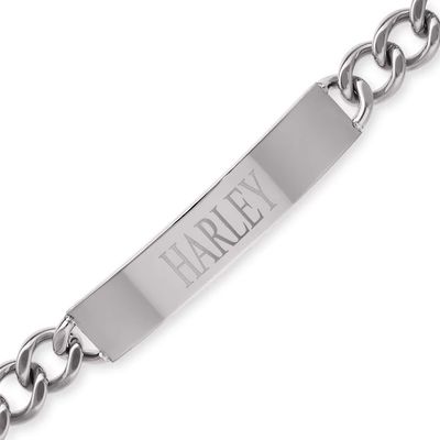 ID Curb Bracelet in Stainless Steel (10 Characters) - 9.0"