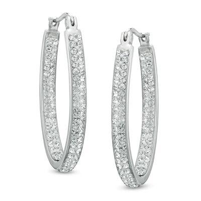 Crystal Inside-Out Hoop Earrings in Sterling Silver