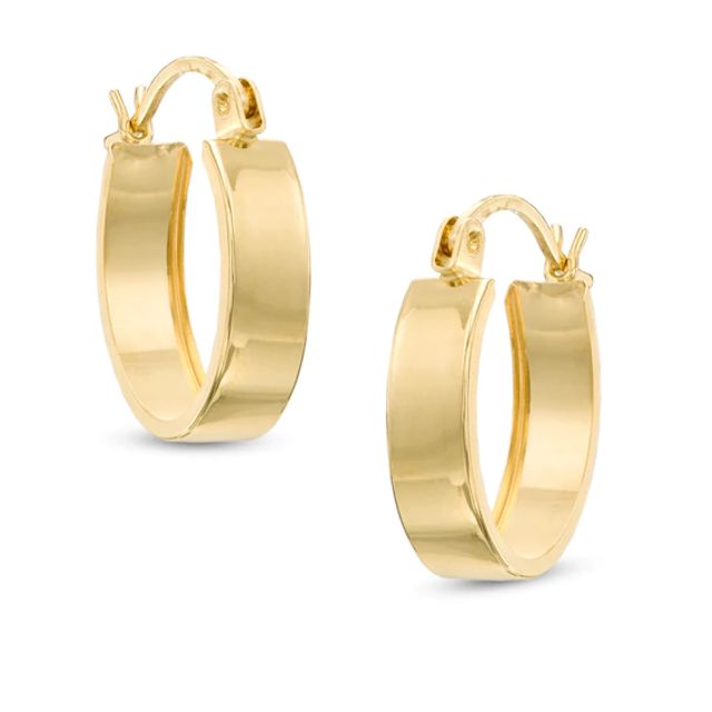 Small Oval Band Hoop Earrings in 14K Gold