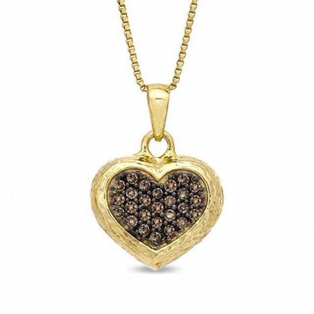 1/4 CT. T.w. Enhanced Champagne Diamond Heart Pendant in Sterling Silver and 14K Gold Plate