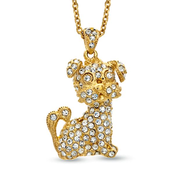 AVA Nadri Crystal Dog Pendant in Brass with 18K Gold Plate - 16"