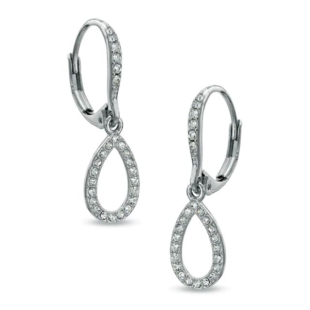 AVA Nadri Crystal Pear-Shaped Drop Earrings in White Rhodium Brass