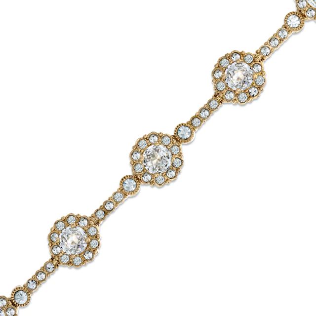 AVA Nadri Cubic Zirconia and Crystal Bracelet in Brass with 18K Gold Plate - 7.5"