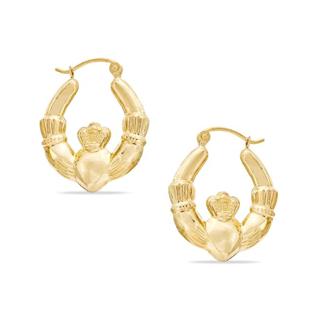 Claddagh Hoop Earrings in 14K Gold
