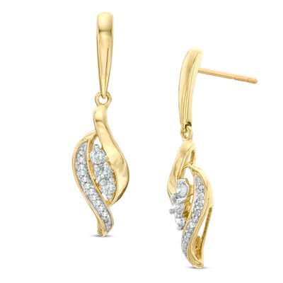 1/5 CT. T.w. Diamond Three Stone Drop Earrings in 10K Gold