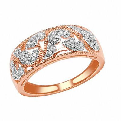 1/10 CT. T.w. Diamond Vintage-Style Paisley Ring in 10K Rose Gold