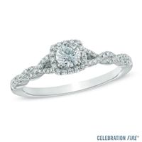 Celebration FireÂ® 1/2 CT. T.w. Diamond Frame Twist Engagement Ring in 14K White Gold (H-I/Si1-Si2)