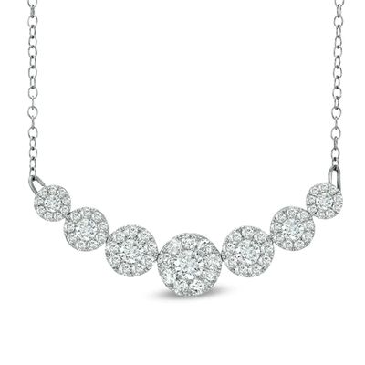 1 CT. T.w. Diamond Seven Stone Frame Necklace in 10K White Gold