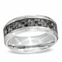 8.0mm Comfort Fit Grey Carbon Fiber Stainless Steel Wedding Band