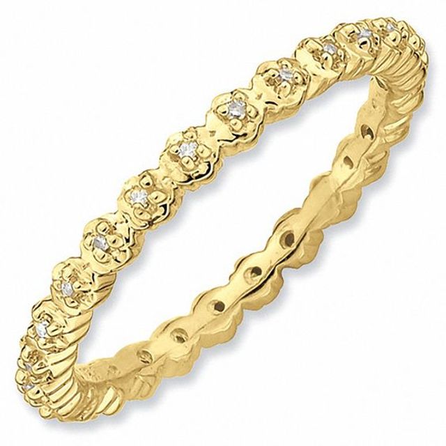 Stackable Expressionsâ¢ Diamond Accent Classic Eternity Ring Sterling Silver and 18K Gold Plate