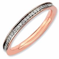 Stackable Expressionsâ¢ 1/5 CT. T.w. Diamond Channel Eternity Ring in Sterling Silver and Rose 18K Gold Plate