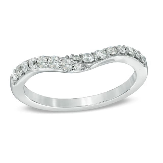 1/3 CT. T.w. Diamond Contour Wedding Band in 14K White Gold