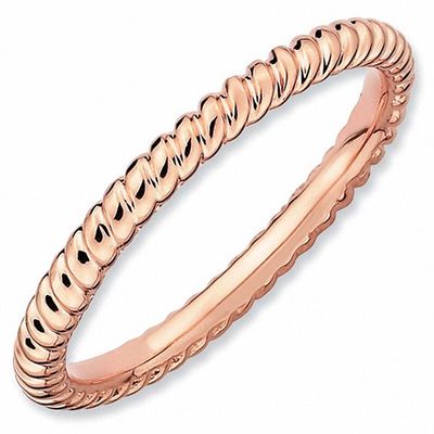 Stackable Expressionsâ¢ Twisted Beads Style Ring in Sterling Silver and 18K Rose Gold Plate
