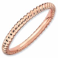 Stackable Expressionsâ¢ Twisted Beads Style Ring in Sterling Silver and 18K Rose Gold Plate