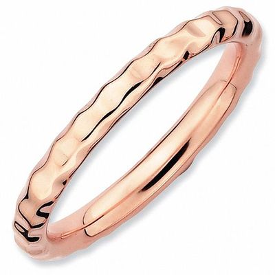 Stackable Expressionsâ¢ Hammered Ring Sterling Silver and 18K Rose Gold Plate