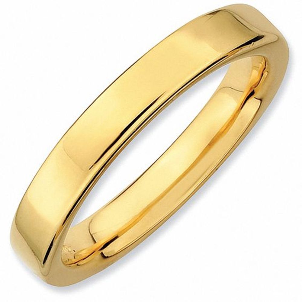 Stackable Expressionsâ¢ 3.0mm Flat Polished Band in Sterling Silver and 18K Gold Plate