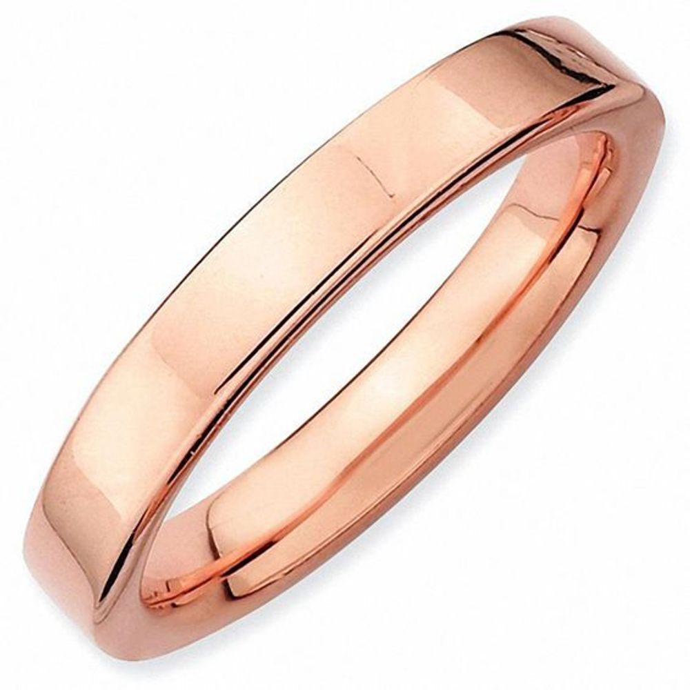 Stackable Expressionsâ¢ 3.0mm Flat Polished Band in Sterling Silver and 18K Rose Gold Plate