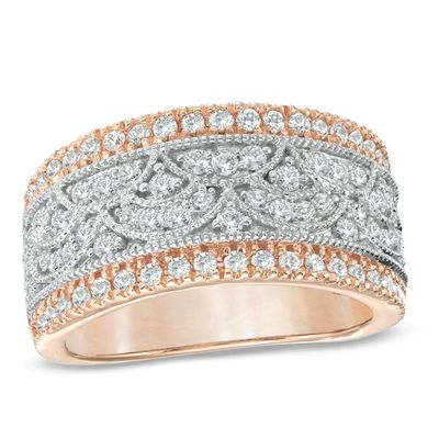 1 CT. T.w. Diamond Vintage-Inspired Anniversary Band in 10K Rose Gold