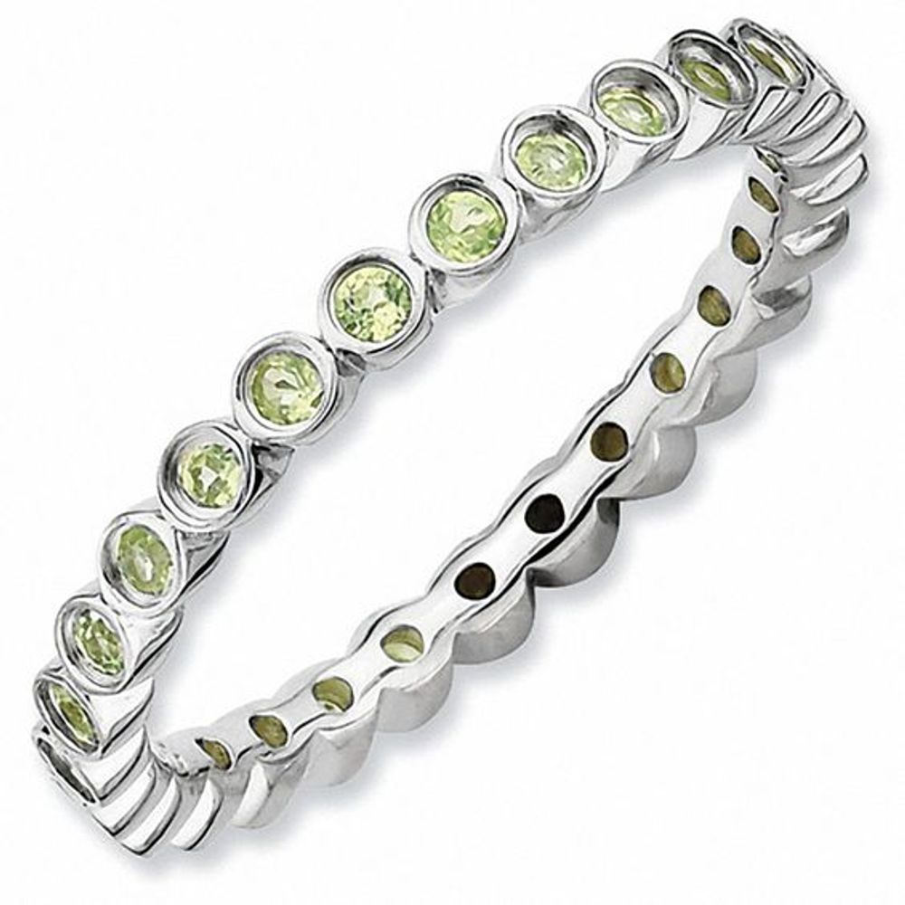 Stackable Expressionsâ¢ Bezel-Set Small Peridot Eternity Style Ring in Sterling Silver