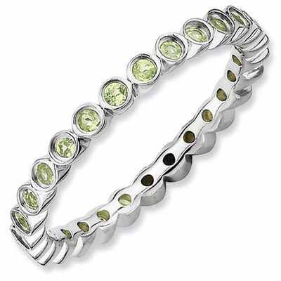 Stackable Expressionsâ¢ Bezel-Set Small Peridot Eternity Style Ring in Sterling Silver