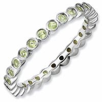 Stackable Expressionsâ¢ Bezel-Set Small Peridot Eternity Style Ring in Sterling Silver