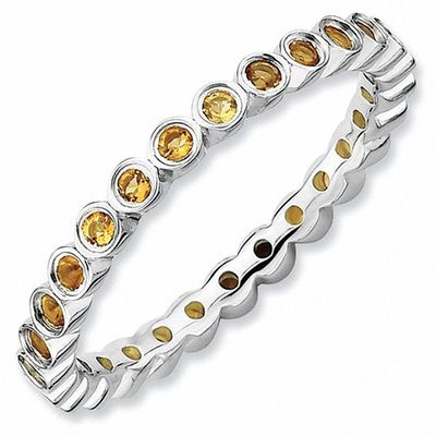 Stackable Expressionsâ¢ Bezel-Set Small Citrine Eternity Style Ring in Sterling Silver