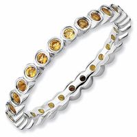 Stackable Expressionsâ¢ Bezel-Set Small Citrine Eternity Style Ring in Sterling Silver