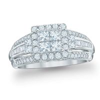 1 CT. T.w. Quad Princess-Cut Diamond Frame Engagement Ring in 10K White Gold