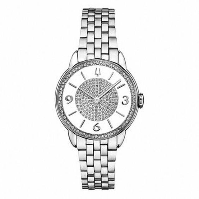 Ladies' Bulova Diamond Accent Watch with White Dial (Model: 96R184)