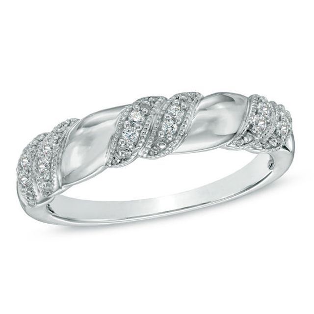 Diamond Accent Vintage-Style Anniversary Band in 10K White Gold