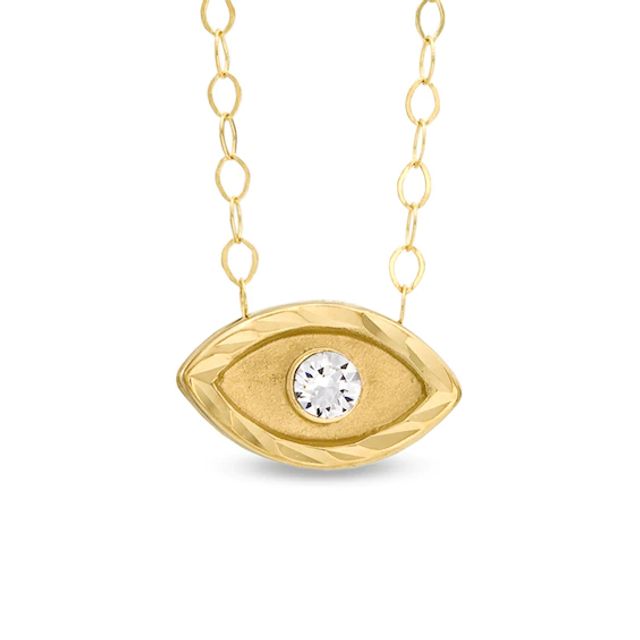 TeenytinyÂ® Crystal Evil Eye Pendant in 10K Gold - 17"