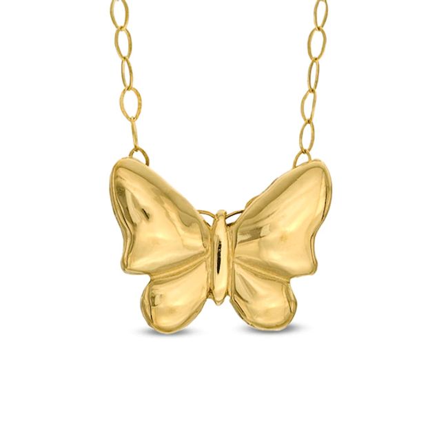 TeenytinyÂ® Butterfly Pendant in 10K Gold - 17"