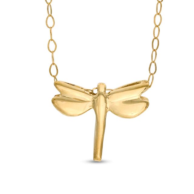 TeenytinyÂ® Dragonfly Pendant in 10K Gold - 17"